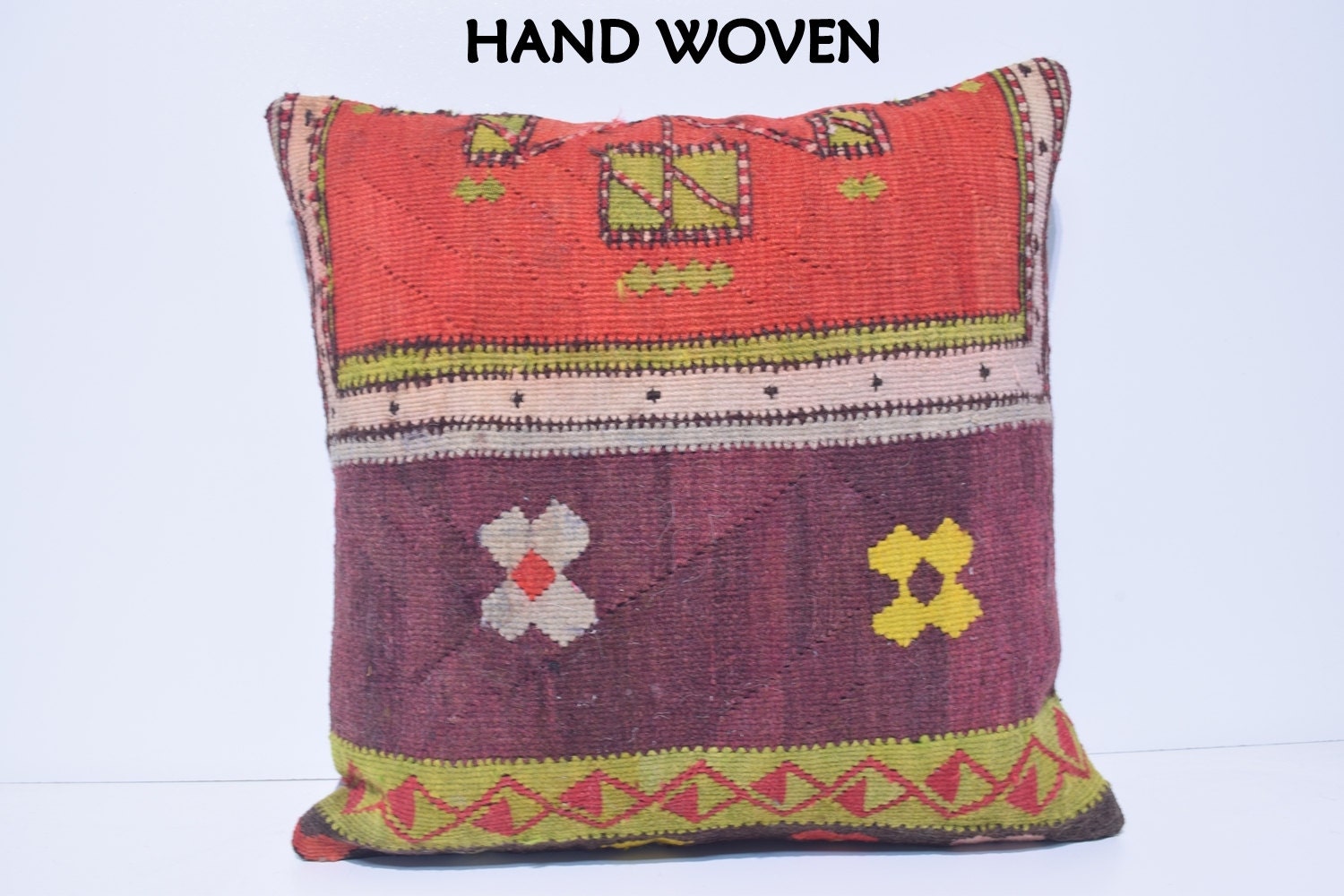 Turkish cushion 24x24 throw pillow kilim pillow case