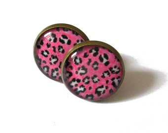 LEOPARD EARRINGS - PINK Leopard Print Earring - Leopard Stud - Post Earring - Leopard Jewelry - Leopard Accessories - Leopard Gift Idea