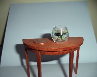 1:12 scale Dollhouse Miniature Black Gold Fish in Glass bowl