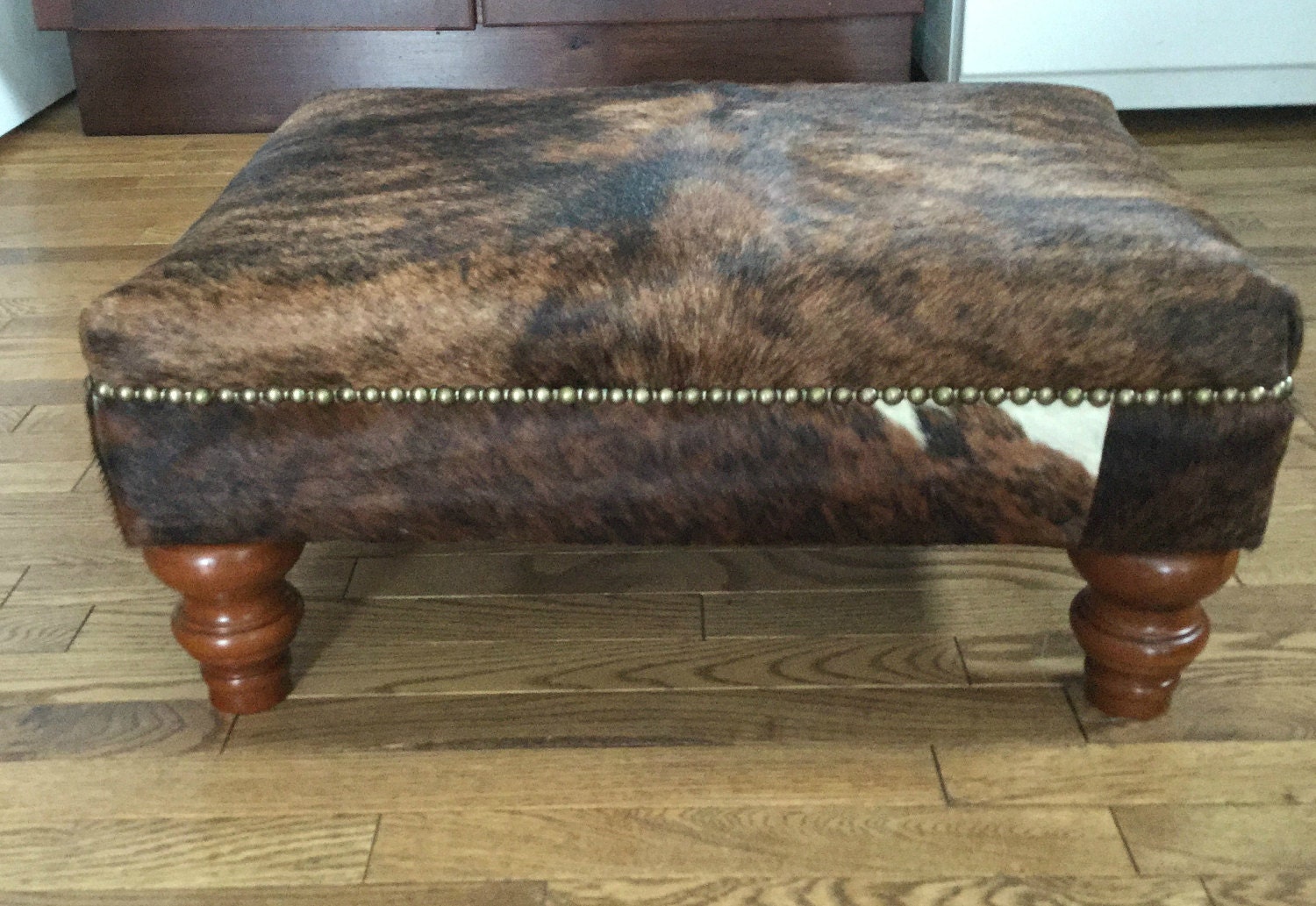Genuine Cow Hide Cowhide Ottoman Footstool Bench Chair