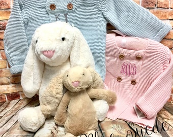 Infant Cardigan, Monogrammed Baby Sweater, Baby Shower Gift, New Baby Keepsake
