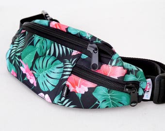 Hip Bag Fanny Pack Tropical Monstera, Colored Bum Bag dog walking bag Psiakrew, Dog Mom Hip Bag, Dog Lover gift idea