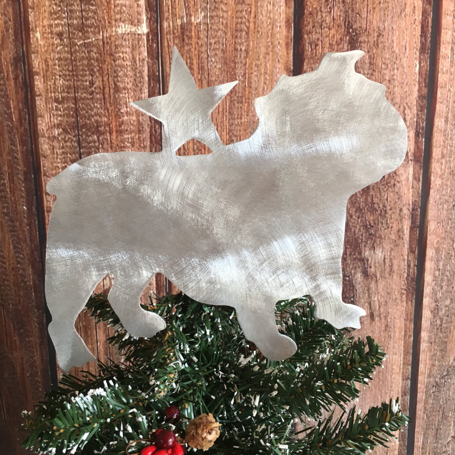 English Bulldog Adorable Dog Christmas Tree Topper Holiday