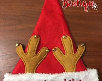 Santa hat, rudolph hat, reindeer hat, christmas hat, personalized santa hat, santa hat personalized, jingle bell hat