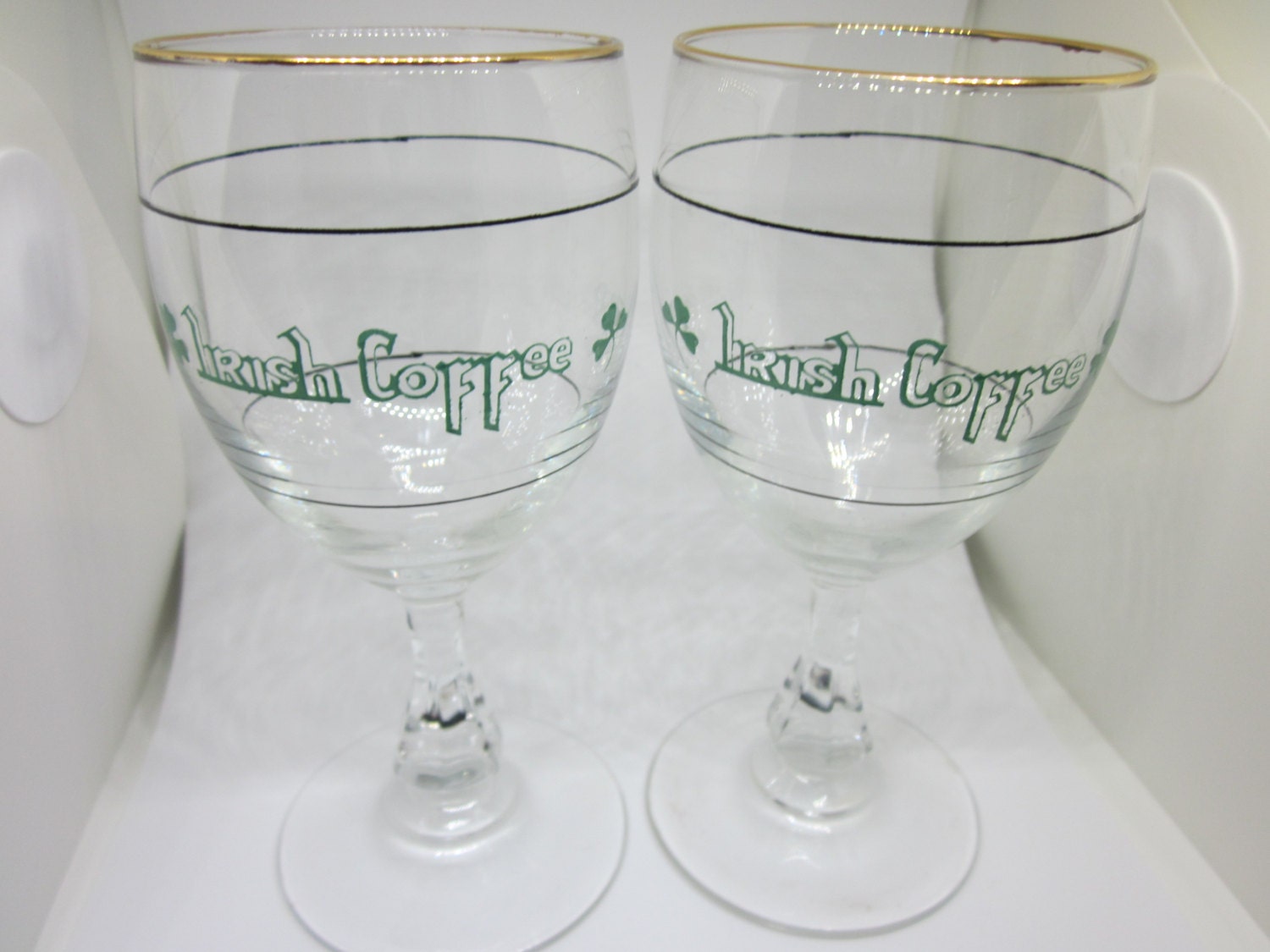 Vintage Irish Coffee Glasses Set Of Two Gold Trim And Marked