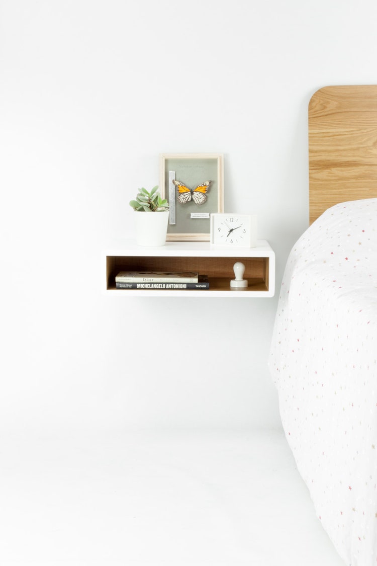 Floating White nightstand / Bedside Table / Drawer by Habitables