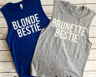 Summer Muscle Tank Top Best Friends BFF Best friends Blonde Brunette