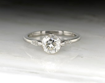 Antique Engagement Ring: 1920s Edwardian / Art Deco Era GIA Certified 1.50 Carat Old European Diamond in Classic Platinum Solitaire R1469