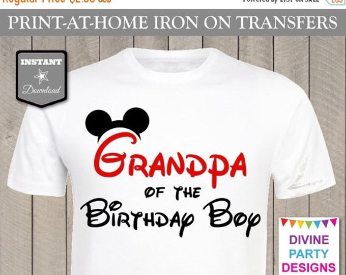 SALE INSTANT DOWNLOAD Print at Home Mouse Grandpa of the Birthday Boy Iron On Transfer / Printable / T-shirt / Family / Trip / Item #2308