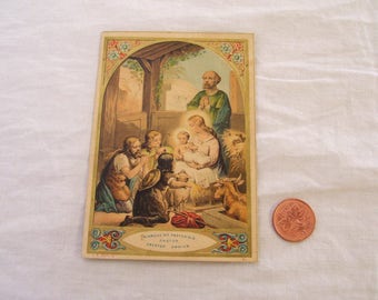 Antique Holy Prayer Card Nativity Religious Ephemera 19th Century by L B Depose