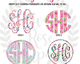 Lilly Pulitzer Monogram Decal | Initial Decal | Vinyl Decal Sticker | Laptop Decal | Water Bottle Decal | Car Decal Decal