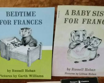 Vintage FRANCES Books 2 Badger BEDTIME for Frances & A Baby Sister for Frances Childrens Story Books Kids Child 60s Stories Paper Ephemera
