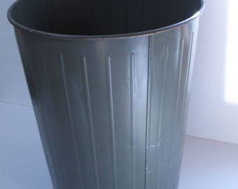 Industrial Garbage Can Industrial Wastepaper Basket Metal Trash Can Green Trash Bin Garbage Pail Metal Wastepaper Basket Industrial Office