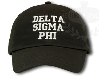 Delta Sigma Phi Fraternity Baseball Cap - Custom Color Hat and Embroidery.