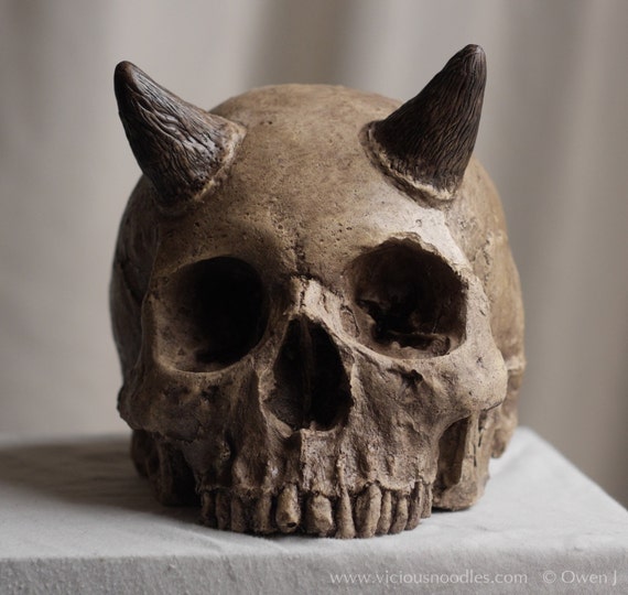 SKULL WITH HORNS sale price full size horned human skull