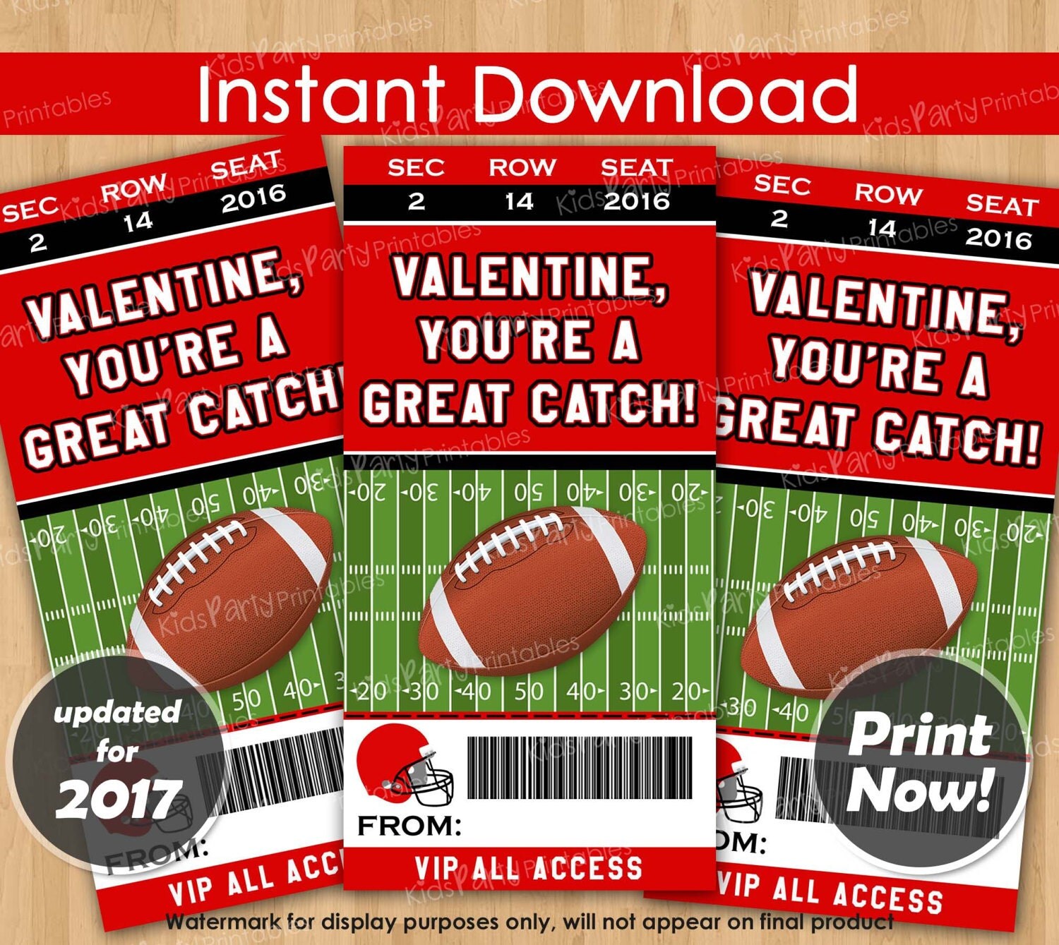 Football Valentines Day Cards Instant Download Football 