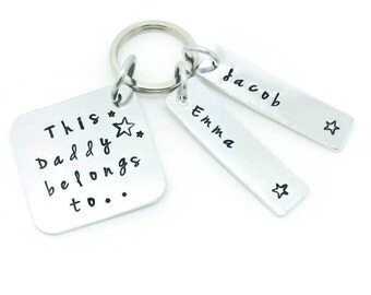 Personalised Dad Daddy Keyring, This Daddy Belongs To Hand Stamped Personalised Keyring, Personalised Fathers Day, Gift For Dad, Keychain