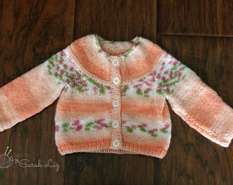 Items similar to Hand Knit Baby Sweater, Knit Baby Clothes, Mustard ...