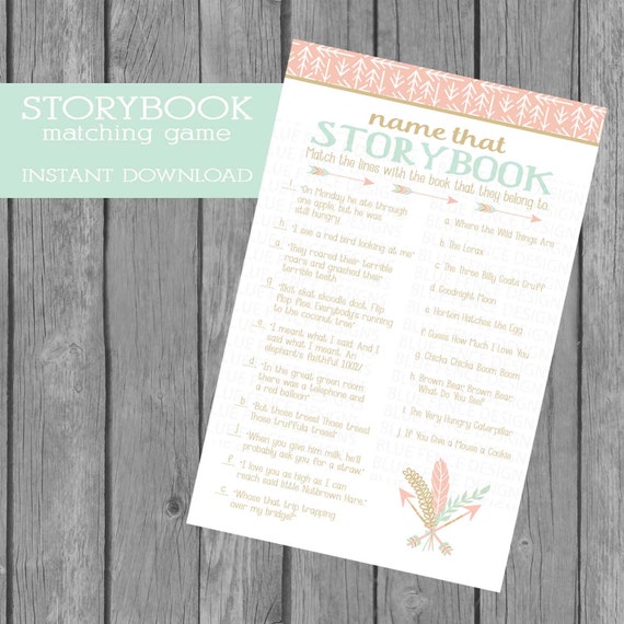 INSTANT DOWNLOAD Name that Storybook Baby Shower Game