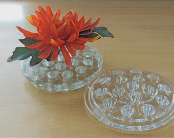 2 Glass Flower Frog Clear Glass Floral Arrangement Supplies Glass Flower Frogs Viking