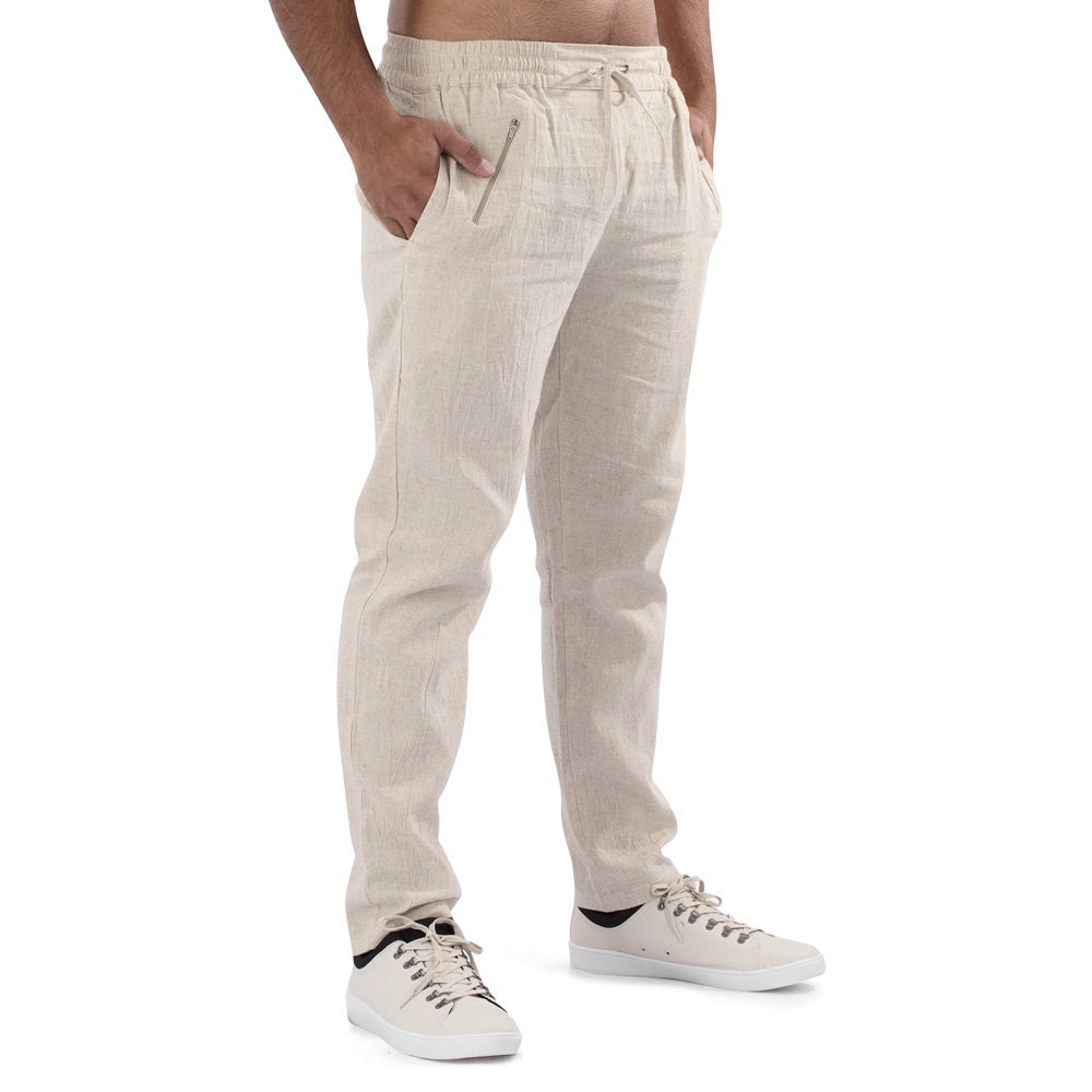 mens linen pants drawstring