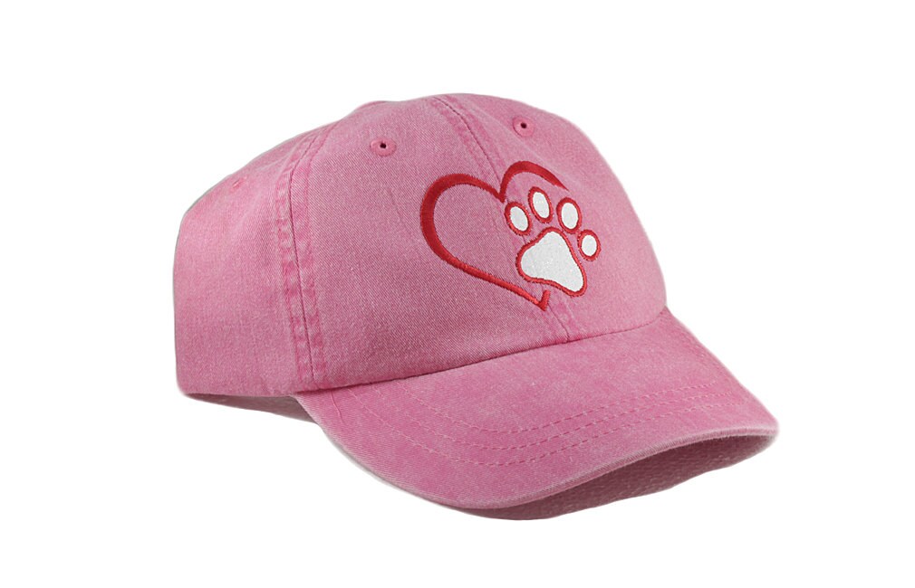 Paw print heart embroidered hat baseball cap pet lover gift