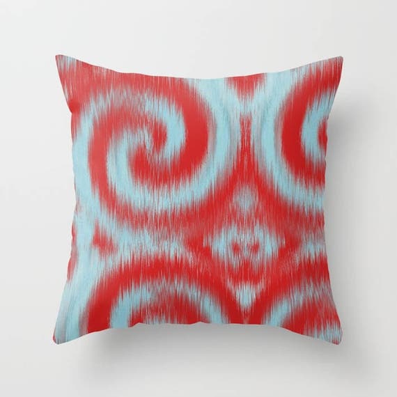Red outdoor Pillow Red Light Blue outdoor pillow Home Decor