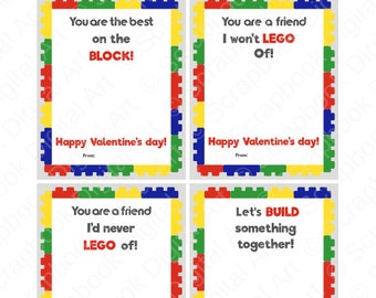 Printable Valentine cards, Lego Valentine's Day Cards.