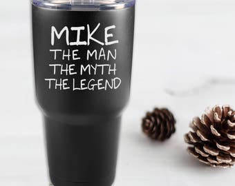 Personalized 30 oz. Insulted Powder Coated Tumbler - Pink or Black Stainless Steel Personalized Insulated Mug for Men - Gift for Him