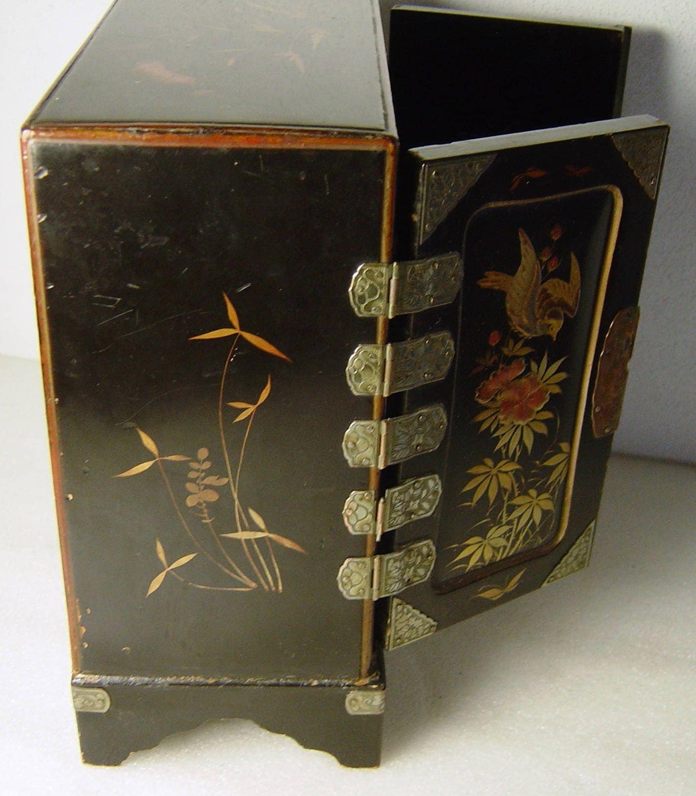 antique Japanese lacquered wooden table jewelry box eBay