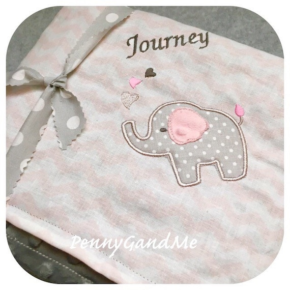 Personalized Elephant Baby Blanket Elephant Minky Blanket
