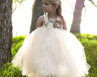 Champagne Flower Girl Dress, Champagne Tutu Dress, Champagne Tulle Dress, Champagne Dress, Champagne Wedding, Champagne