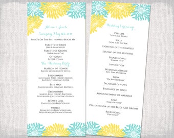 Wedding program template Mason Jar wedding program