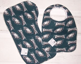 Cute Philadelphia Eagles Baby Bib and Burp Cloth Set! FREE SHIPPING !!!!