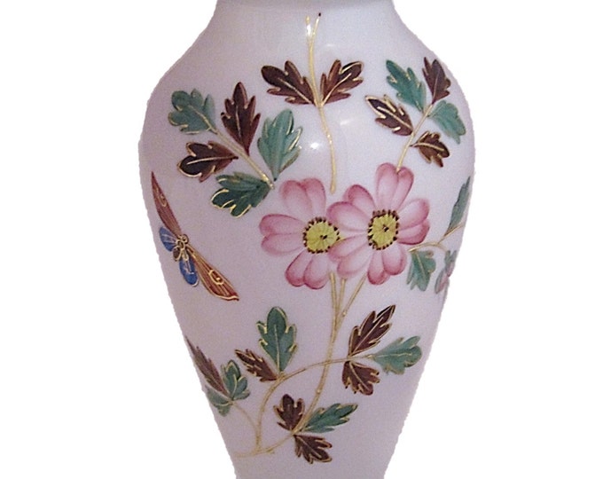 Antique Bristol Glass Vase 1800s Victorian English Glass | Hand Blown Ruffled Milk Glass Victorian Art Glass Vase