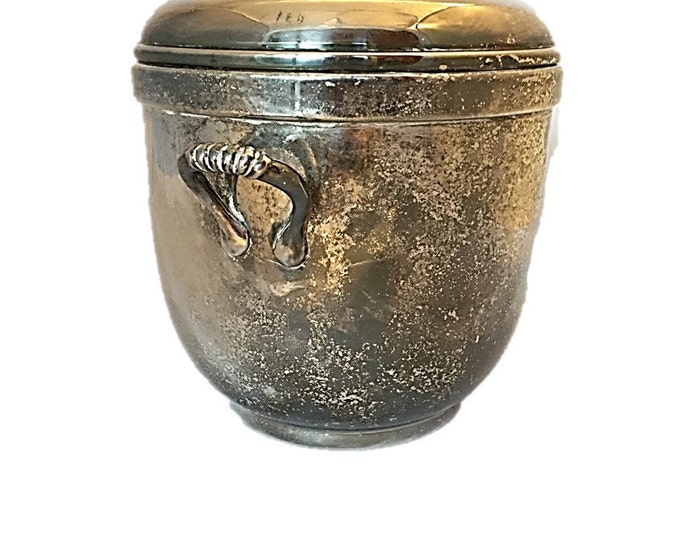 Vintage Silver Plate Ice Bucket Antique Silverplate Ice Bucket Glass Thermos Ornate Silverplate Patina Shabby Cottage Chic Wedding