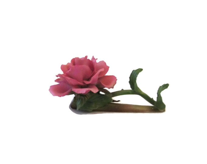 Vintage Pink Rose Figurine / Capodimonte Porcelain / Mother's Day Gift Idea / Gift Idea for her