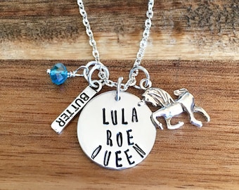 LulaRoe queen necklace/ keychain/butter leggings/unicorn status/Roeing/LulaRoe