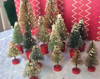 Collection of wire brish Christmas trees 1950