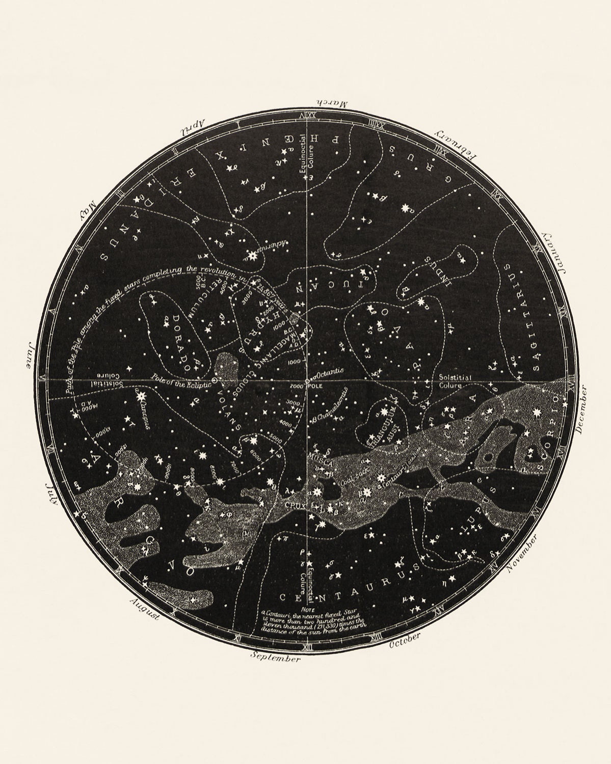 Constellation Map Circular Map Star Map Round Constellation