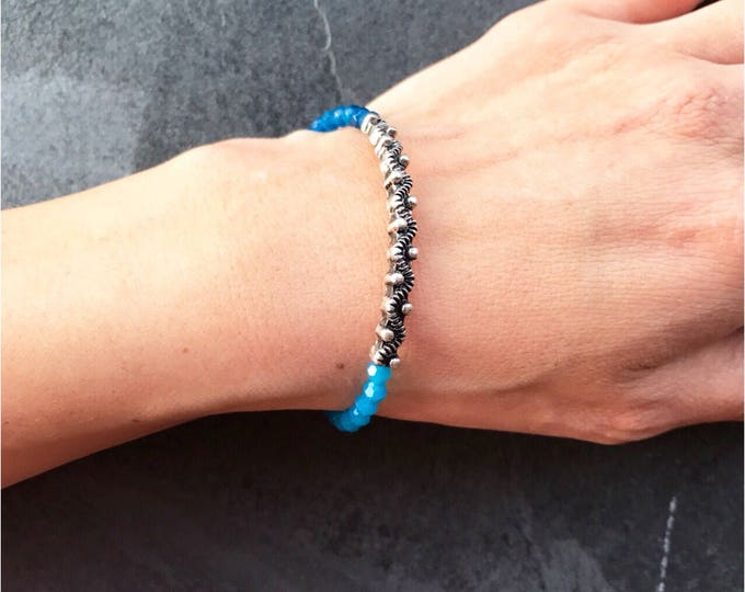 Mediterranean blue bracelet, dark blue bracelet, light blue bracelet, unique bracelet, two tones of blue bracelet