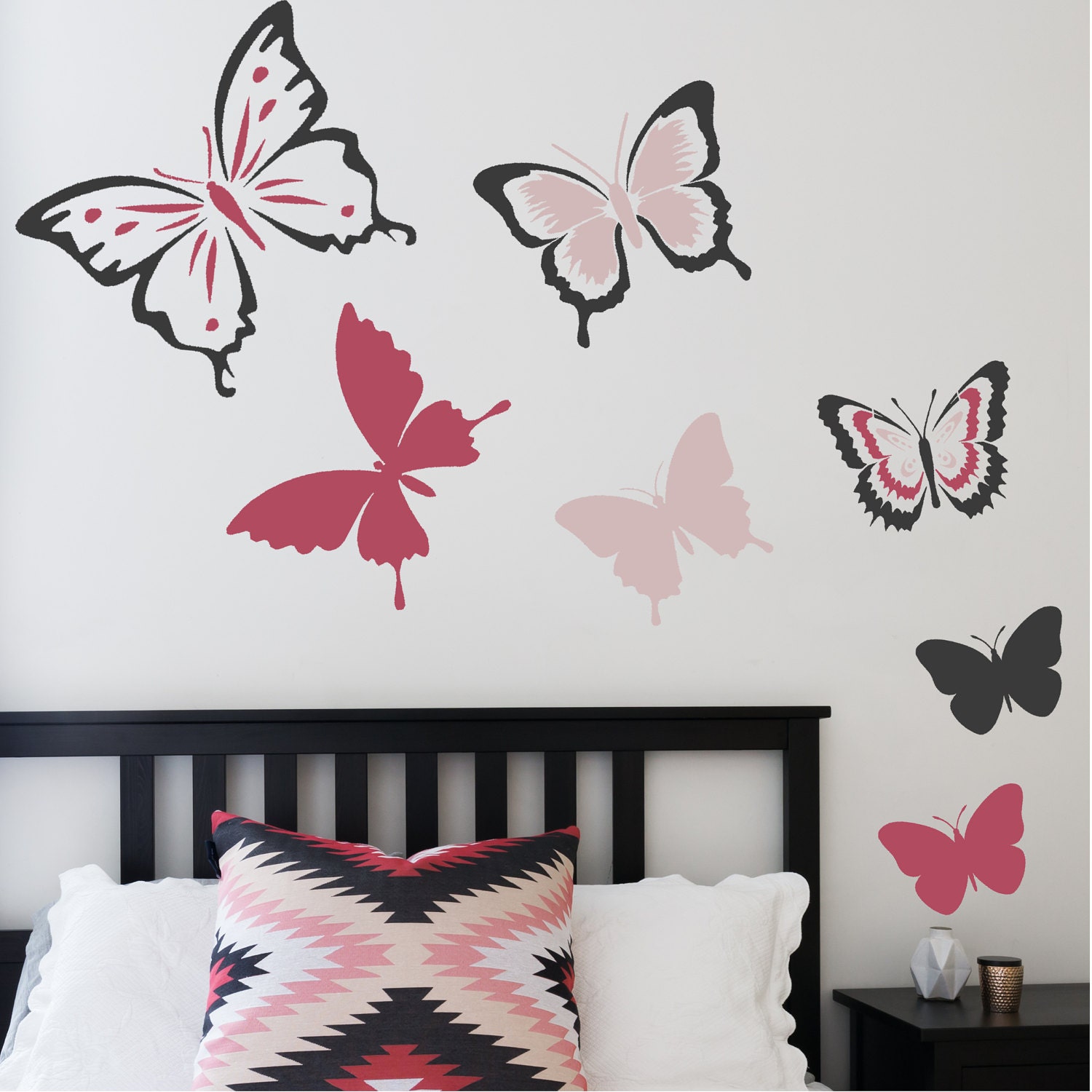 SET OF 6 BUTTERFLY Stencils Girls Bedroom Childrens Room