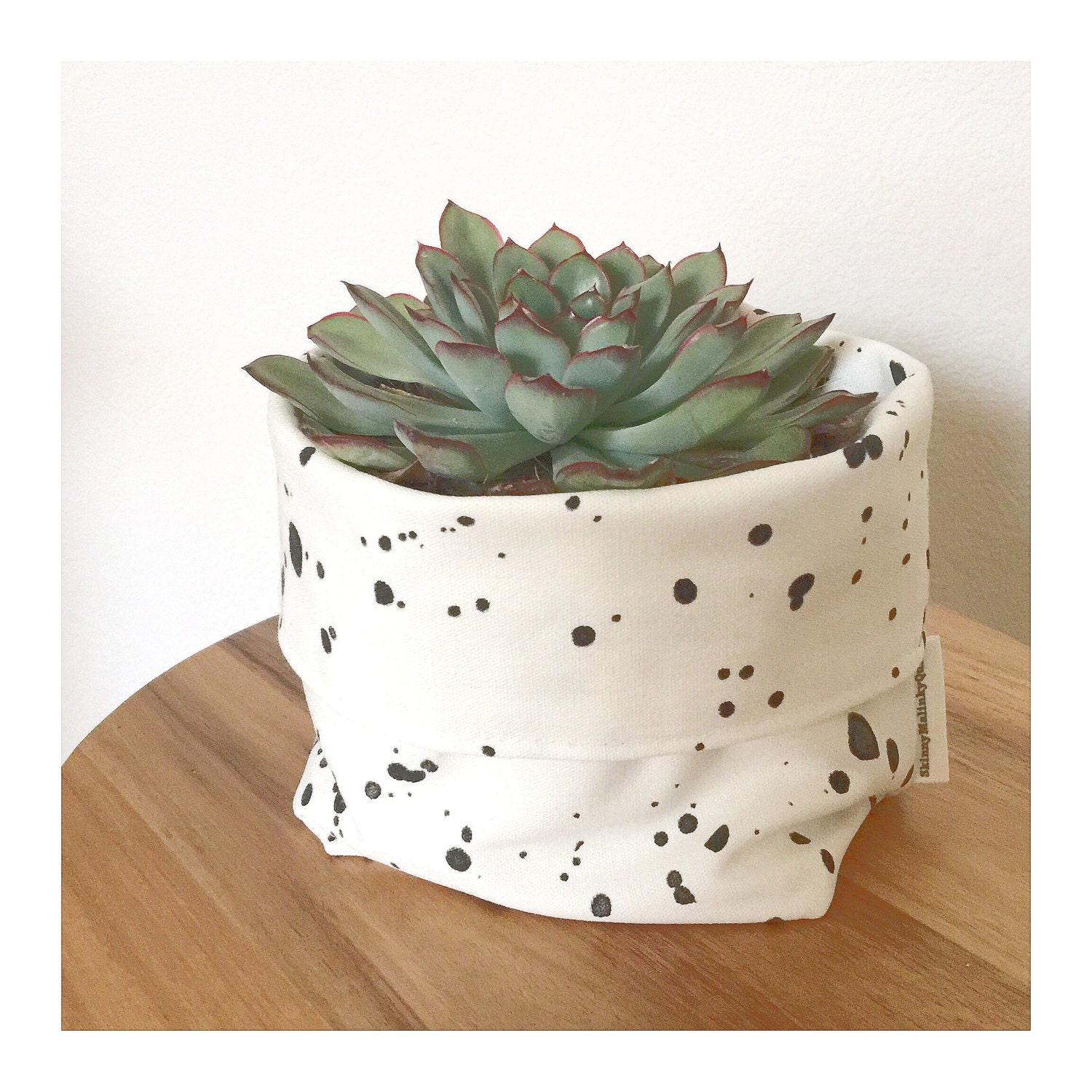 Black and White Fabric plant pot cover by SkinnyMalinkyQuilts