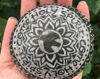 Holy Spirit Prayer Stone-painted rock-prayerful art-black on natural stone