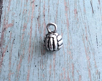 4 Volleyball charms 3D antique silver tone - silver volleyball pendants, sports charms, volleyball team charms, athlete charms, OO1