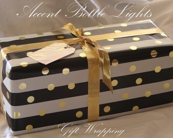 Wine Bottle Lights Gift Wrapping Service - Our Customers - Christmas Paper -Pattern Color Choices -Add on to Cart -Women Men Kids -Gift Tags