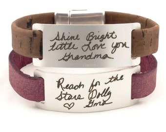 handwriting jewelry, custom signature bracelet, handwriting bracelet, memorial jewelry, personalized aluminum jewelry, engraved bracelet