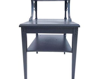 SALE! Org 299.00 Midcentury Mahogany Tier Side /End Table Painted in Charcoal Gray