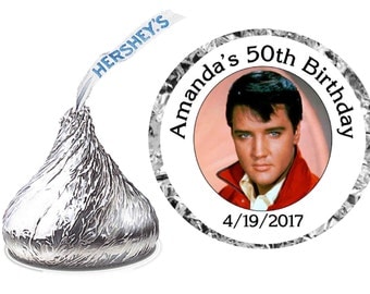 216 ~ ELVIS PRESLEY Party Hershey Kiss Kisses stickers Labels ~ free shipping
