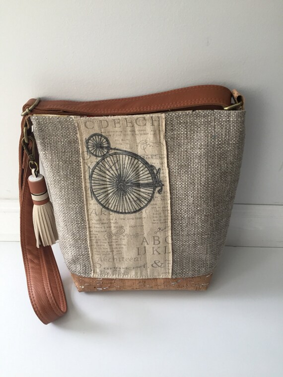 Crossbody bag Hip Bag burlap crossbody bag by BirdOnAWireBags